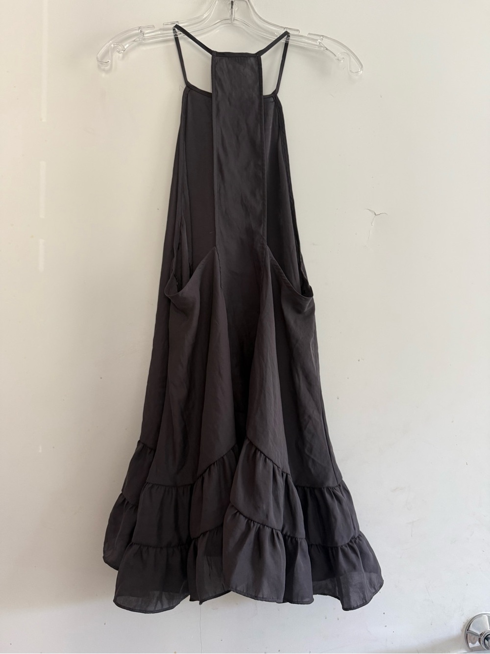 Free People Intimately Raven Slip Dress Halter Neckline Tiered Ruffled Hem Sz SP - Picture 3 of 4